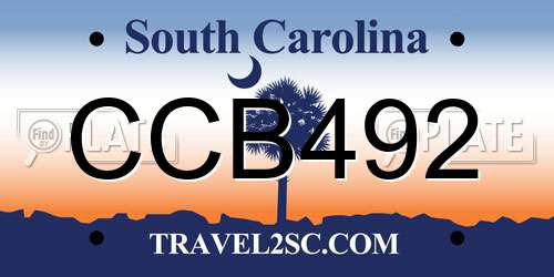 CCB492 South Carolina License Plate