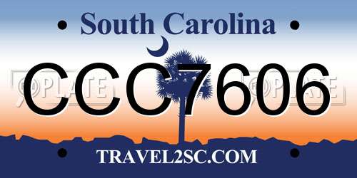 CCC7606 South Carolina License Plate