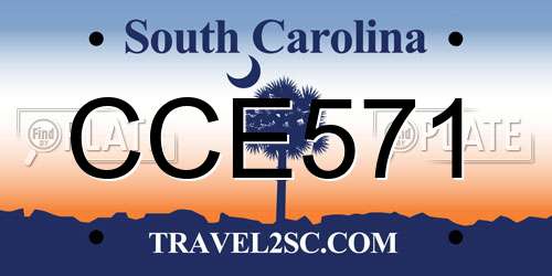 CCE571 South Carolina License Plate