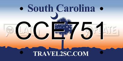 CCE751 South Carolina License Plate