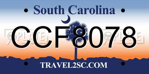 CCF8078 South Carolina License Plate