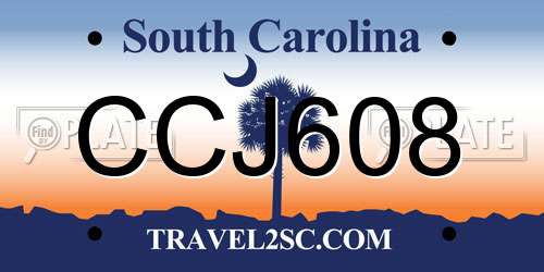 CCJ608 South Carolina License Plate