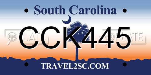 CCK445 South Carolina License Plate
