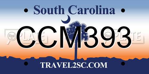 CCM393 South Carolina License Plate