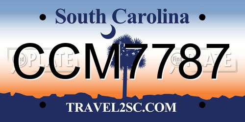 CCM7787 South Carolina License Plate