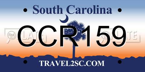 CCR159 South Carolina License Plate