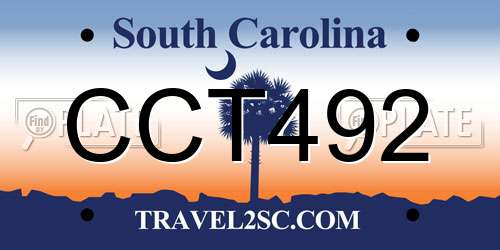 CCT492 South Carolina License Plate