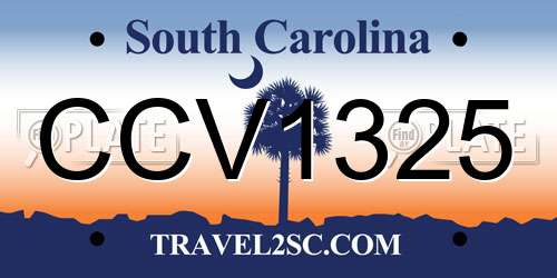 CCV1325 South Carolina License Plate