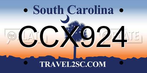 CCX924 South Carolina License Plate