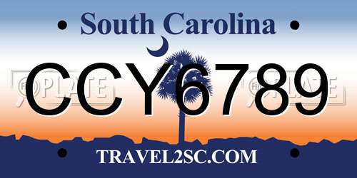 CCY6789 South Carolina License Plate