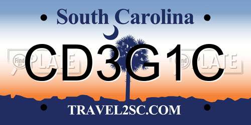 CD3G1C South Carolina License Plate