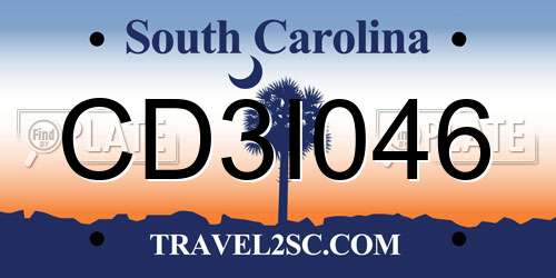 CD3I046 South Carolina License Plate