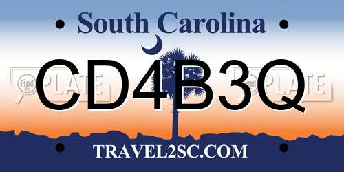 CD4B3Q South Carolina License Plate
