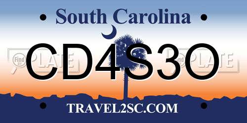 CD4S3O South Carolina License Plate