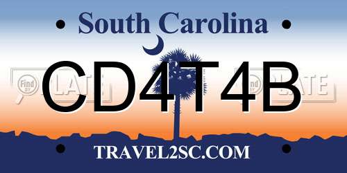 CD4T4B South Carolina License Plate