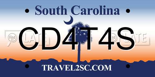 CD4T4S South Carolina License Plate