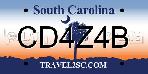 CD4Z4B South Carolina License Plate