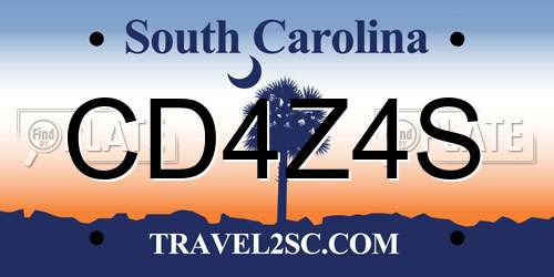 CD4Z4S South Carolina License Plate
