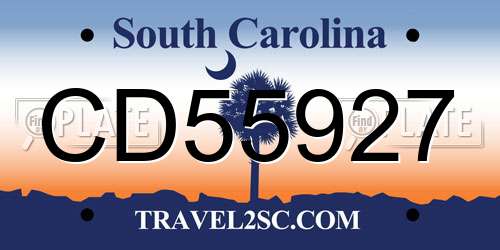CD55927 South Carolina License Plate