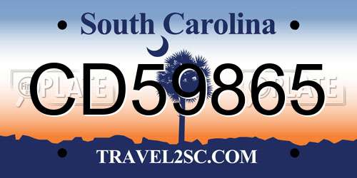CD59865 South Carolina License Plate