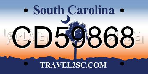 CD59868 South Carolina License Plate