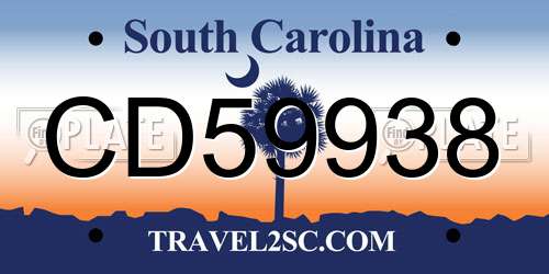 CD59938 South Carolina License Plate