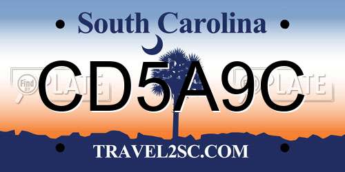 CD5A9C South Carolina License Plate