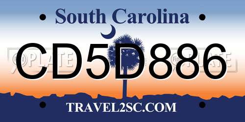 CD5D886 South Carolina License Plate