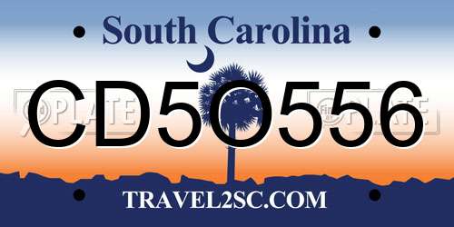 CD5O556 South Carolina License Plate