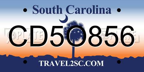 CD5O856 South Carolina License Plate
