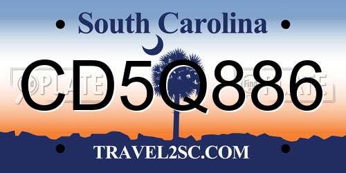 CD5Q886 South Carolina License Plate
