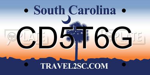 CD5T6G South Carolina License Plate