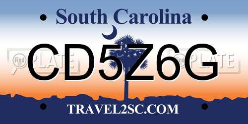 CD5Z6G South Carolina License Plate