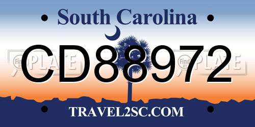 CD88972 South Carolina License Plate