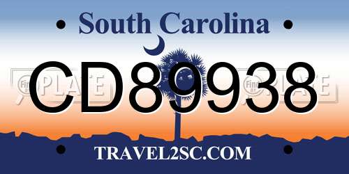 CD89938 South Carolina License Plate