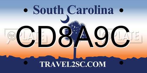 CD8A9C South Carolina License Plate