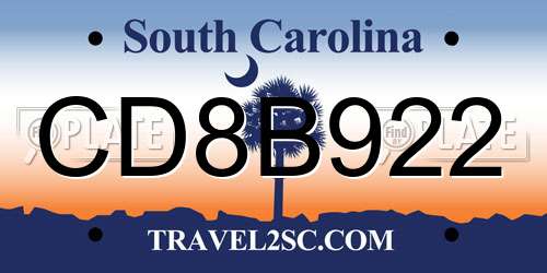 CD8B922 South Carolina License Plate
