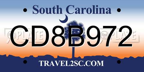 CD8B972 South Carolina License Plate