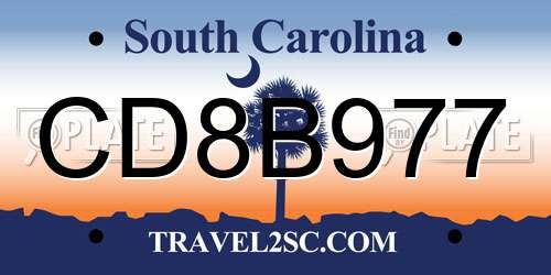 CD8B977 South Carolina License Plate