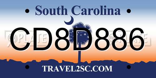 CD8D886 South Carolina License Plate