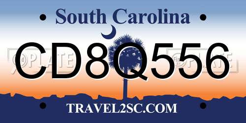 CD8Q556 South Carolina License Plate