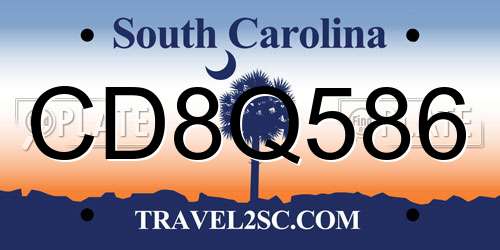 CD8Q586 South Carolina License Plate