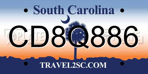 CD8Q886 South Carolina License Plate