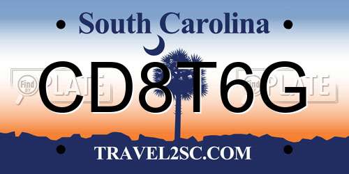 CD8T6G South Carolina License Plate
