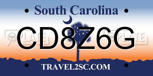 CD8Z6G South Carolina License Plate
