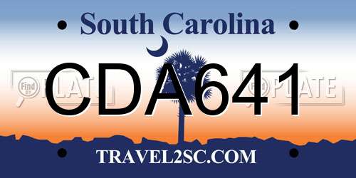 CDA641 South Carolina License Plate