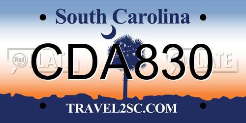 CDA830 South Carolina License Plate