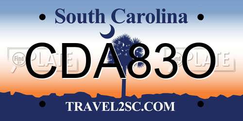 CDA83O South Carolina License Plate