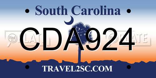 CDA924 South Carolina License Plate