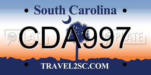 CDA997 South Carolina License Plate